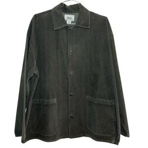 Flax by Jeanne Engelhart Men's Large Green Cotton Corduroy Star Button Jacket